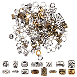 (52) Непрозрачная лаванда 150 шт 15 стиль европейские бусины из сплава в тибетском стиле, бусины с большим отверстием, колонна, пончик и рондель, разноцветные, 6.5~14x6~14x1.5~8.5 мм, отверстие : 4~6 мм, 10 шт / стиль