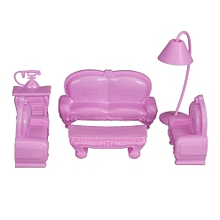 Фиолетовый Пластиковая мебель для гостиной набор миниатюрные украшения, аксессуары для домашнего кукольного домика с микро-ландшафтом, притворяясь опорными украшениями, фиолетовые, 36~67x23~95 мм