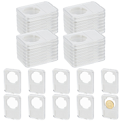 Clear 30Pcs Plastic Coin Storage Box, Rectangle, Clear, 85x59x8mm, Inner Diameter: 40.5mm