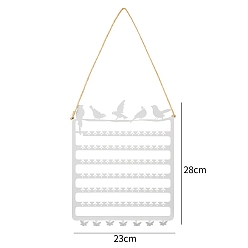Серебро Металлическая подставка для сережек, подставка для сережек, прямоугольник с птицами, серебряные, 28x23 см