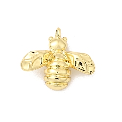 Настоящее золото 18K Латунные подвески, прелести пчел, долговечный, без свинца и без кадмия, стойки покрытие, реальный 18 k позолоченный, 12x14x4 мм, отверстие : 1.2 мм