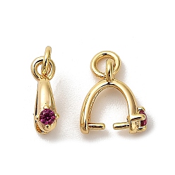 Сливовый Латунный микро-паве кубический кубик циркония жемчужина, долговечный, без кадмия и без свинца, реальный 18 k позолоченный, слива, 9.5x8x3 мм, штифты : 1 мм