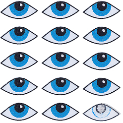 Белый 15шт. нашивки из полиэстера с компьютерной вышивкой, аксессуары для костюма, глаз/ресница, белые, 26x55 мм