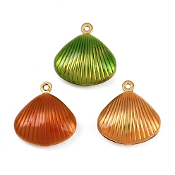 Shell Shape 304 нержавеющей стальной эмали подвески, золотые, разноцветные, формы раковины, 16x15x5.5 мм, отверстие : 1 мм
