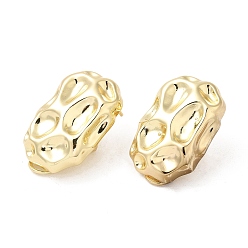 Real 16K Gold Plated Brass Hammered Oval Stud Earrings, Real 16K Gold Plated, 30x20.5mm
