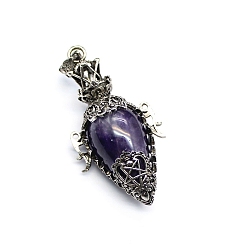 Аметист Подвески из натурального аметиста , слеза, 61x30x19 мм