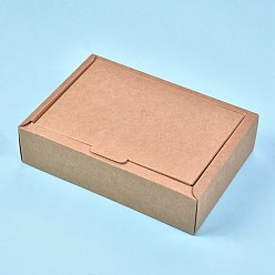 BurlyWood Kraft Paper Gift Box, Folding Boxes, Rectangle, BurlyWood, Finished Product: 20x14x5.3cm, Inner Size: 18x12x5cm, Unfold Size: 38.2x44x0.03cm and 33.6x26.9x0.03am