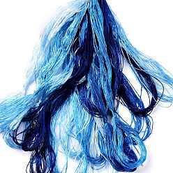 Marine Blue Real Silk Embroidery Threads, Friendship Bracelets String, 8 Colors, Gradient color, Marine Blue, 1mm, 20m/bundle, 8 bundles/set