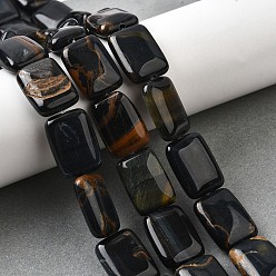 Тигровый глаз Нити бусин из натурального крашеного синего тигрового глаза, прямоугольные, 18x13x5.5 мм, отверстие : 1 мм, около 11 шт / нитка, 7.68''~7.87'' (19.5~20 см)