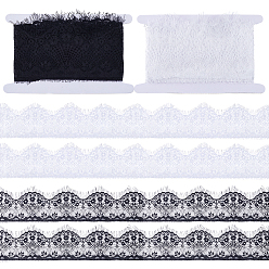 (52) Непрозрачная лаванда 6m 2 цвета chinlon ресницы кружевные ленты, Кружевная лента с волнистым краем для аксессуаров одежды, разноцветные, 3-1/8~4 дюйм (79~101 мм), 3 м / цвет