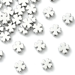 Real Platinum Plated SHEGRACE Brass Clover Beads, Cadmium Free & Nickel Free & Lead Free, Real Platinum Plated, 6.5x6.5x3mm, Hole: 1.2mm