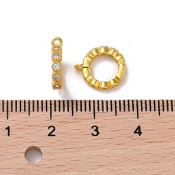 Real 18K Gold Plated 925 Sterling Silver Micro Pave Cubic Zirconia Twister Clasps, Ring, Real 18K Gold Plated, 12x2.5x10mm, Hole: 1mm, Inner Diameter: 6.7mm