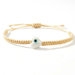 Льняное Полотно Богемные стеклянные плетеные браслеты из бусин, плетеные браслеты из полиэфирного шнура для женщин, сердце с сглаза, белье, 11.02 дюйм (28 см)