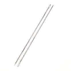 Stainless Steel Color 3Pcs Carbon Steel Fishing Net Needles, for Fishing Accessories, Stainless Steel Color, 322x5x3mm, Hole: 10.5mm, 3pcs/bag