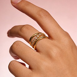 Другие Кольца из латуни с микропаве, прозрачные кольца с кубическим цирконием, золотые, 16.5 мм, внутренний диаметр: 17 мм