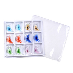 (52) Непрозрачная лаванда Ручной внутренний цветочные бусины луна подвески, разноцветные, 55x27x10 мм, отверстия: 6 мм, 12 шт / коробка