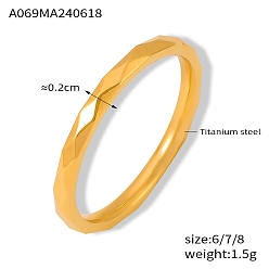 Золотой Палец кольца из нержавеющей стали, для женщин, кольцо с граненым ромбом, золотые, размер США 8 (18.1 мм)