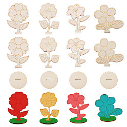 Бланшированный Миндаль 20шт. 4 стили цветочные необработанные деревянные декоративные элементы для самостоятельного изготовления картин и поделок, бланшированный миндаль, 61~100x60x91~99 мм, 5 шт / стиль