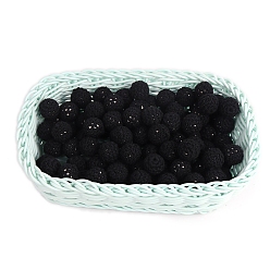 Черный Бусины из ткани ручной работы, дерева, покрытого шерстью, круглые, чёрные, 20 мм