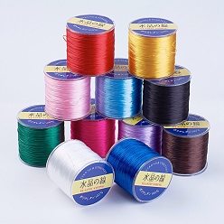 Mixed Color Japanese Flat Elastic Crystal String, Elastic Beading Thread, for Stretch Bracelet Making, Mixed Color, 0.8mm, 300yards/roll, 900 feet/roll