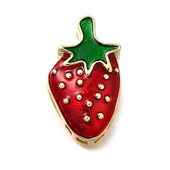 Клубника Латунь эмаль Шармы скольжения, реальный 18 k позолоченный, клубника, 22.5x13.5x6.5 мм, отверстие : 3.5x2.5 мм