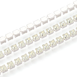Нектар Цепочки из железа и АБС-пластика с имитацией жемчуга, цепочки из искусственного жемчуга ABS, с катушкой, платина, нектар, 2x2x2 мм, около 30.00 футов (9.14 м) / рулон