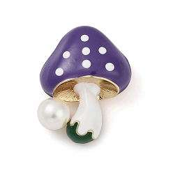 Темная Орхидея Грибные эмалевые булавки, броши из сплава для одежды рюкзака, с пластиковой жемчужины, темные орхидеи, 29x23 мм
