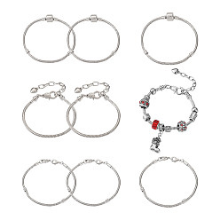 Платина 9шт 3 стиль латунь европейский стиль браслеты изготовление, с латунной застежкой омар коготь, европейская застежка, удлинитель железных цепей, платина, 6-3/4 дюйм ~ 7-7/8 дюйм (170~200 мм) x 3 мм, 3 шт / стиль