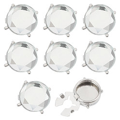 Crystal 8Pcs Brass Rhinestone Cufflinks, Flat Round, Platinum, Crystal, 19.5x10mm, Hole: 5mm