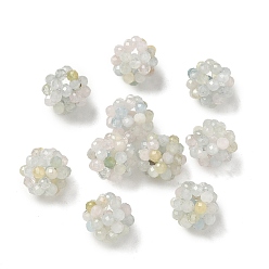 Morganite Natural Morganite Woven Beads, Cluster Beads, Faceted, Round, 9~9.5mm, Hole: 1.6mm