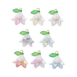 (52) Непрозрачная лаванда Непрозрачные акриловые подвески, лилии прелести, с акриловыми бусинами под жемчуг и латунными штифтами с шарообразными головками, разноцветные, 18.5x15.5~16x15.5~16 мм, отверстие : 2 мм