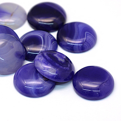 Mauve Dyed Natural Striped Agate/Banded Agate Cabochons, Half Round/Dome, Mauve, 24~25x6~7mm