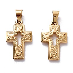 Golden 304 Stainless Steel Pendants, Cross, Golden, 24x14.5x2.5mm, Hole: 5x4mm