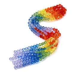 Разноцветный Прозрачный градиент цвета стеклянные бусины пряди, двухконусные, граненые, красочный, 8x7 мм, отверстие : 1.2~1.4 мм, около 45~46 шт / нитка, 12.91~13.15'''(32.8~~33.4см)