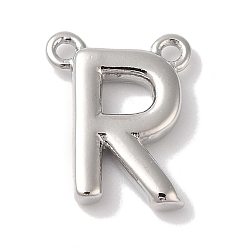 Letter R Стойки обшивки латунные подвески, долговечный, без свинца и без кадмия, письмо амулеты, платина, Буква R, 11x9x2 мм, отверстие : 1 мм