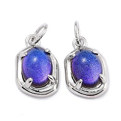 Розовато-лиловый Экологичные латунные подвески, со стеклом и блестками, с целью перехода в кольце, долговечный, овальные, розовато-лиловый, 13x9x5.5 мм, Перейти кольцо: 5x0.7 мм, внутренний диаметр: 3.6 мм