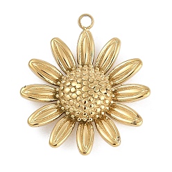 Настоящее золото 18K 304 подвески из нержавеющей стали, цветочный шарм, ионное покрытие (ip), реальный 18 k позолоченный, 21.5x19x4 мм, отверстие : 1.4 мм