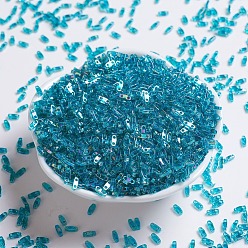 (QTL2458) Transparent Teal AB Миюки четверть бусины тила, японский бисер, 2-луночное, (QTL 2458) прозрачный чирок, 5x1.2x1.9 мм, Отверстие: 0.8 мм, о 480 шт / бутылка, 10 г / бутылка