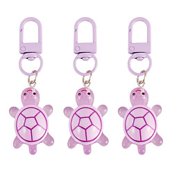 Лиловый 3шт. подвески в виде черепахи из смолы для брелоков, светится в темноте, сирень, 72 мм
