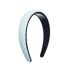 Sky Blue Fish Net Style Cloth Headband, Simple Lady Hair Accessories, Sky Blue, 150x120x30mm