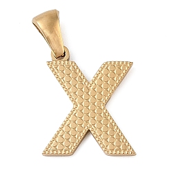 Letter X Вакуумное покрытие pvd 304 подвески из нержавеющей стали, золотые, буквенное очарование, Письмо X, 16.5x14x1.5 мм, отверстие : 5x3 мм