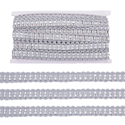 Silver Metallic Polyester Ribbon, Wave Pattern, Silver, 3/4 inch(20mm), 15 yards/card