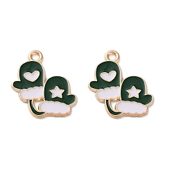 Другие Подвески из эмали и сплава, Новогодняя тема, золотой свет, перчатки, 19.5x17x1.2 мм, отверстие : 1.6 мм