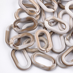 Tan Acrylic Linking Rings, Quick Link Connectors, For Jewelry Chains Making, Imitation Gemstone Style, Oval, Tan, 38x23x5.5mm