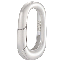 Серебро 1pc 925 Кольца с пружинным затвором из стерлингового серебра, овальные, серебряные, 14x8x3 мм