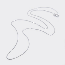 Платина Антикоррозийное родиевое покрытие 925 ожерелья из стерлингового серебра с цепочкой-коробкой, с застежками пружинного кольца, с печатью 925, платина, 18 дюйм (45 см), штифты : 0.8 мм