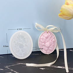 White Flower Food Grade DIY Pendant Silicone Molds, Resin Casting Molds, For UV Resin, Epoxy Resin Jewelry Making, White, 83x67x18mm