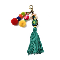 Разноцветный Украшения в стиле бохо-этнического стиля с помпоном в виде шара-кисточки, подвесной орнамент с поворотной застежкой из сплава, красочный, 200~210 мм, 1шт / коробка