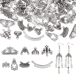 Античное Серебро 100шт 8 стили тибетский стиль сплав люстры компоненты ссылки, разнообразные, античное серебро, 10.5~22.512~35x1~2.5 мм, отверстие : 0.9~2 мм