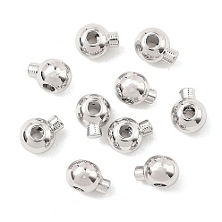 Platino Real Plateado Cuentas de latón engarzadas shegrace, rondo, sin cadmio y níque y plomo, larga duración plateado, Platino verdadero plateado, 4x3x2.5 mm, agujero: 0.8 mm